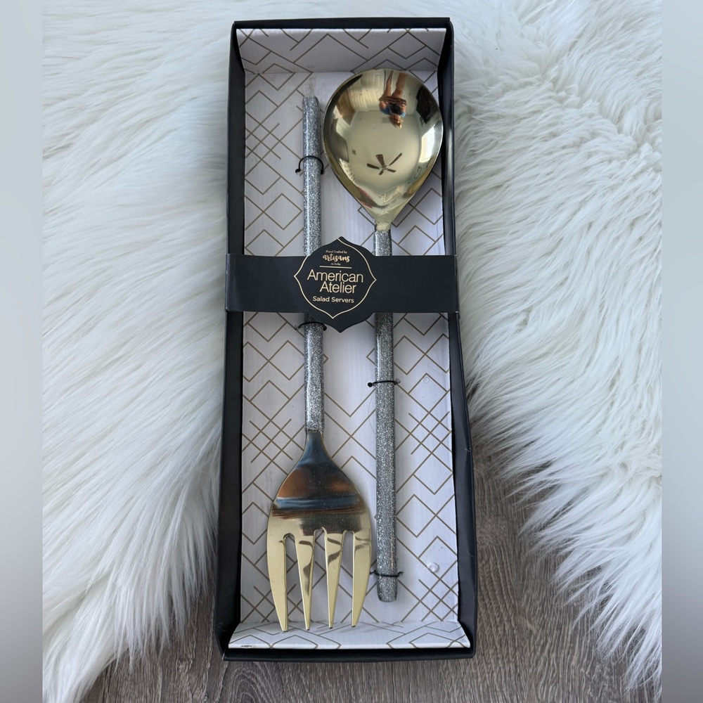 NWT AMERICAN ATELIER Salad Server Set 
Hand Crafted by artisans in India